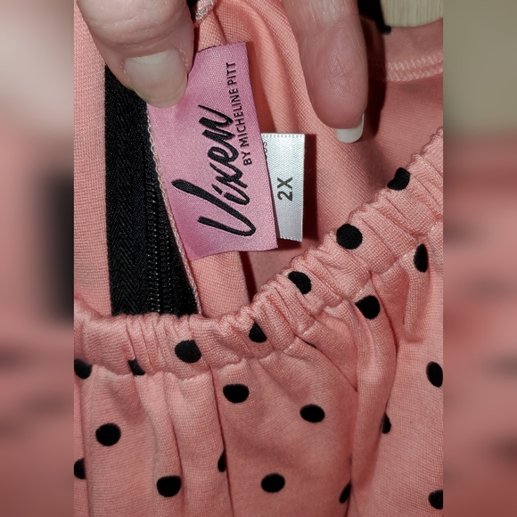 Vixen by Micheline Pitt Daydream Swing Dress in Peach, Size 2X GUC with belt - Picture 8 of 9